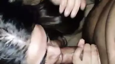 Hot girl in blanket gives blowjob to her boyfriend