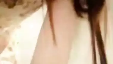 Pointed breasts show and pussy expose by cute girl