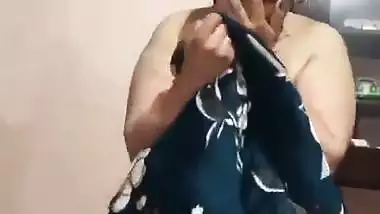 Nude milf exposes her big boobs in front of her son-in-law